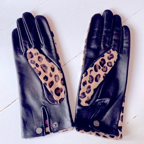Agnelle Chloe Leopard-print Calf Hair Gloves, Size 7 - Picture 2 of 4